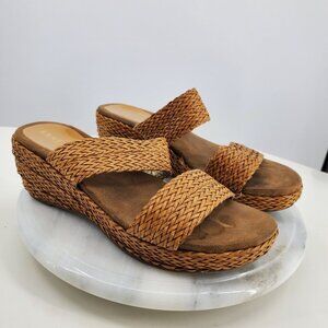 Anne Klein AK Zala Boho Wedge Boho Braided Look Sandal Shoes Size 8
